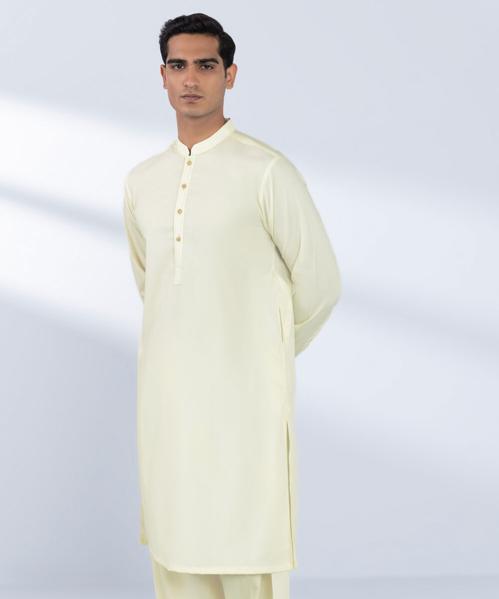 Men's Stitched Plain Off White 2 PC Suit