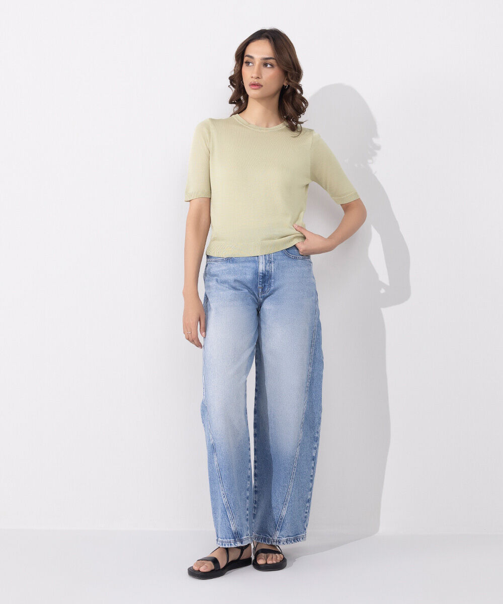 Women's Western Wear Beige Light Weight Knitted Top