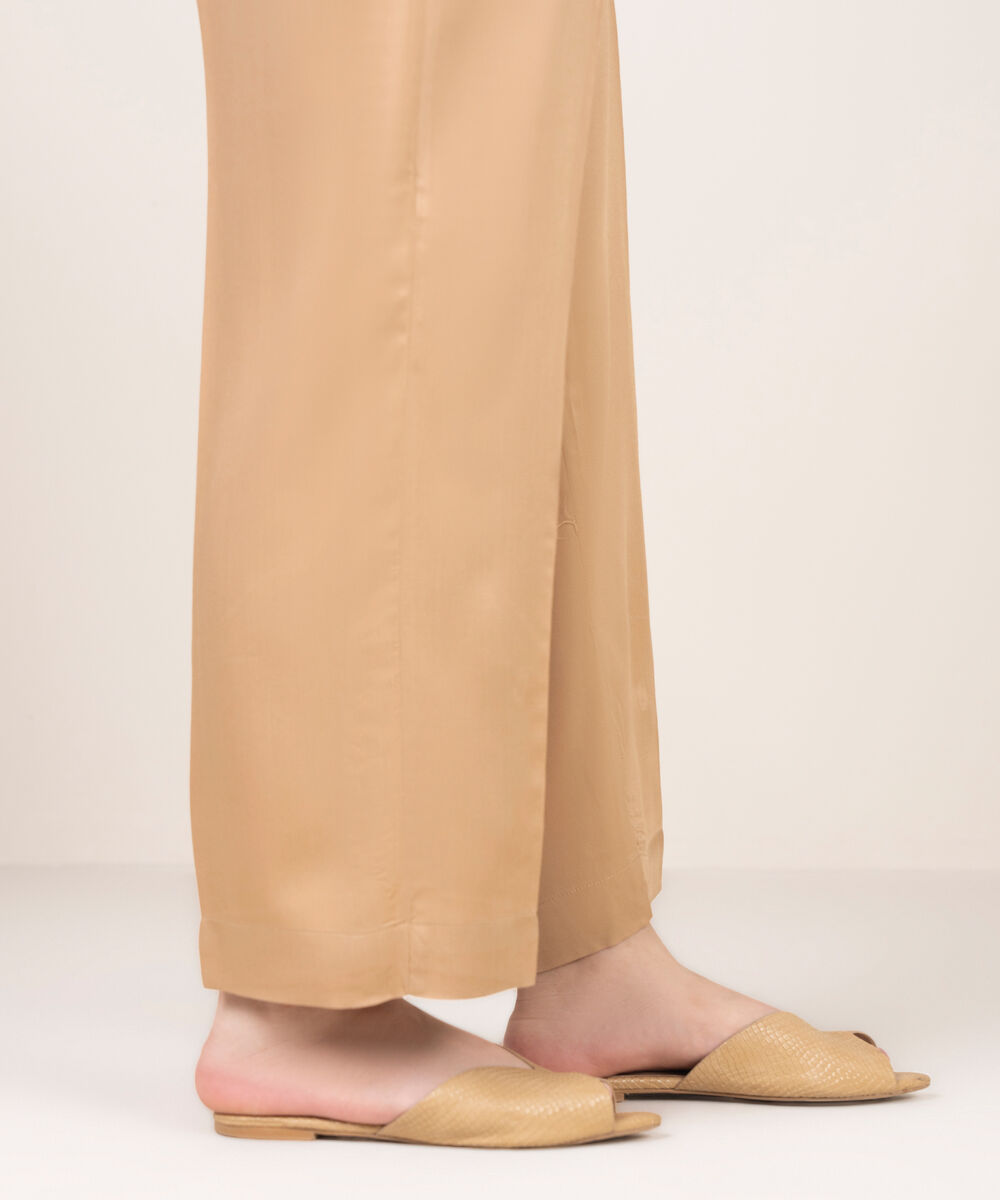 Women's RTW Bedford Solid Pink Straight Pants
