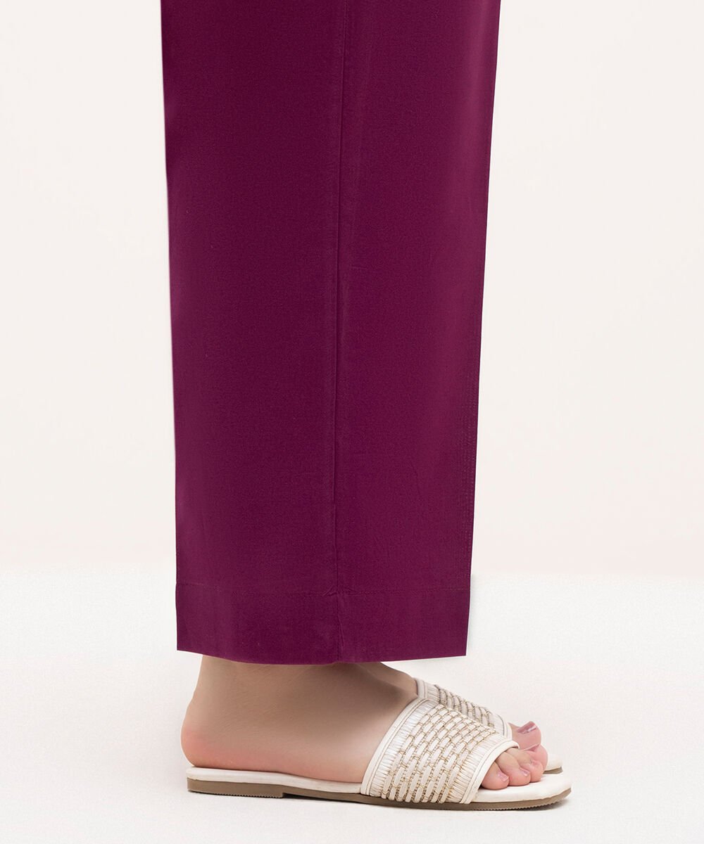 Women's RTW Cambric Purple Solid Straight Pants