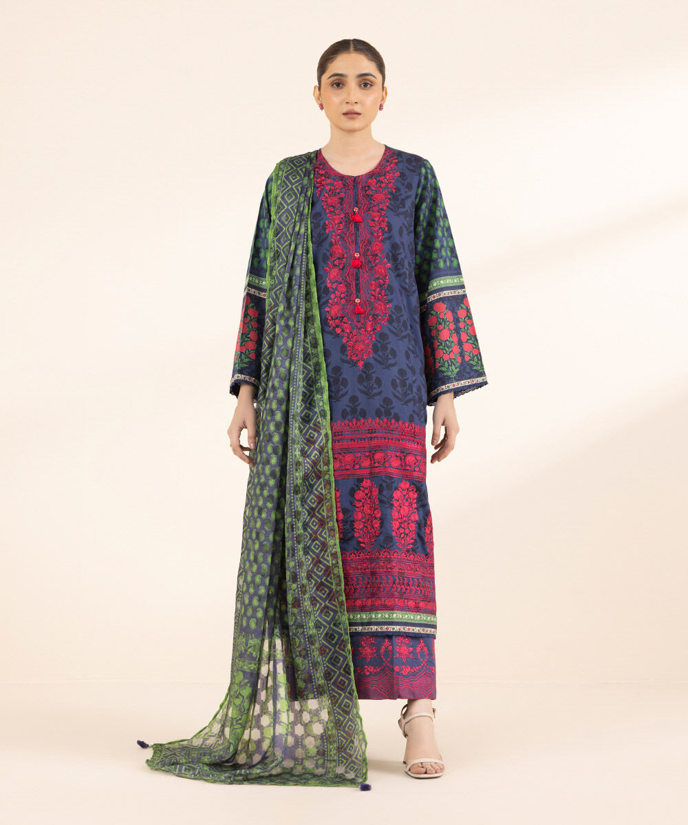 Women's RTW Cotton Satin Multi Embroidered A-Line Shirt