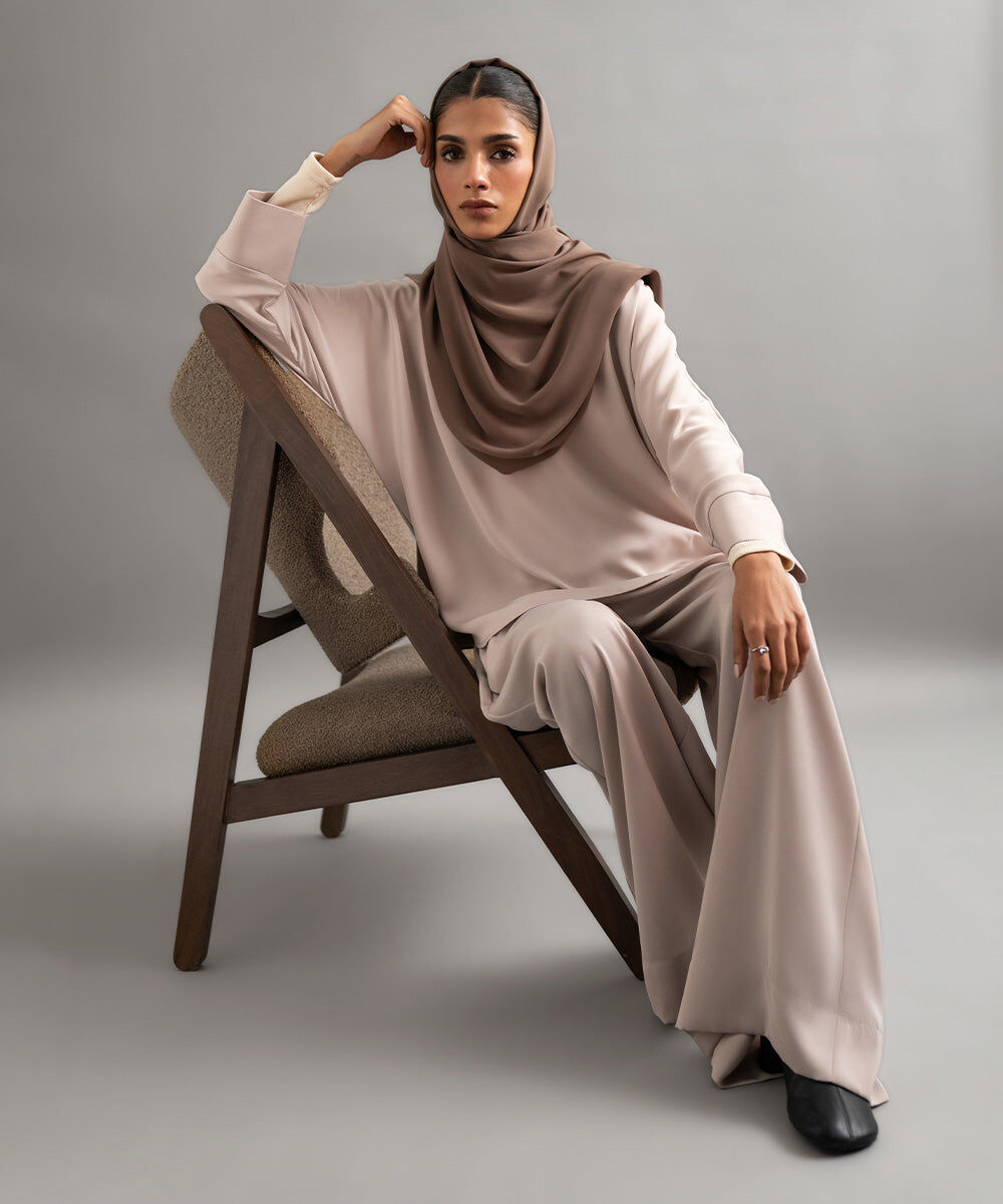 Woman - Pink Flowy Shirt With Collar And Full Sleeves