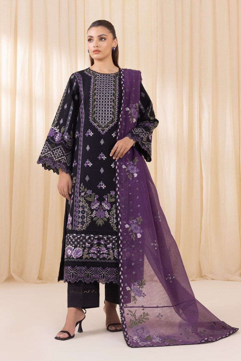 3 Piece - Embroidered Cotton Jacquard Suit