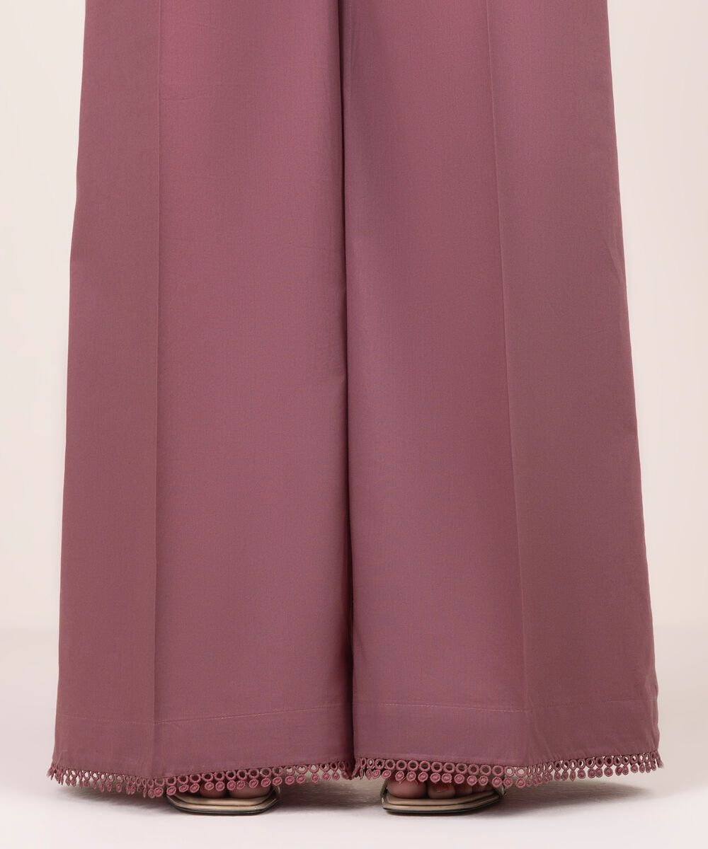 Women's RTW Lawn Solid Mauve Flared Pants