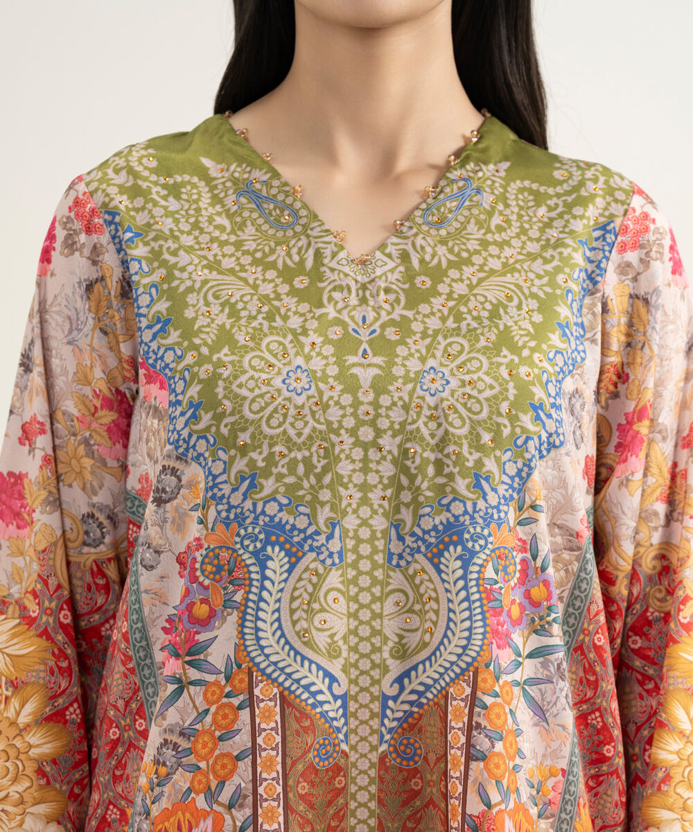 Women's RTW Blended Grip Silk Printed 3 Piece Suit