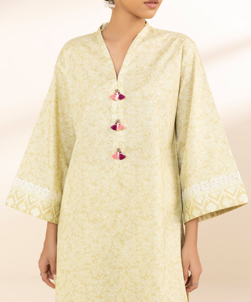 Women's Unstitched Lawn Printed Yellow 3 Piece Suit