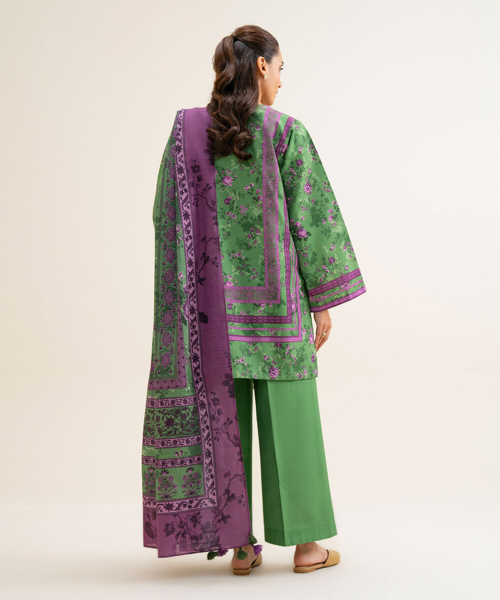 Women's Unstitched Premium Khaddar Printed Green 3 Piece Suit