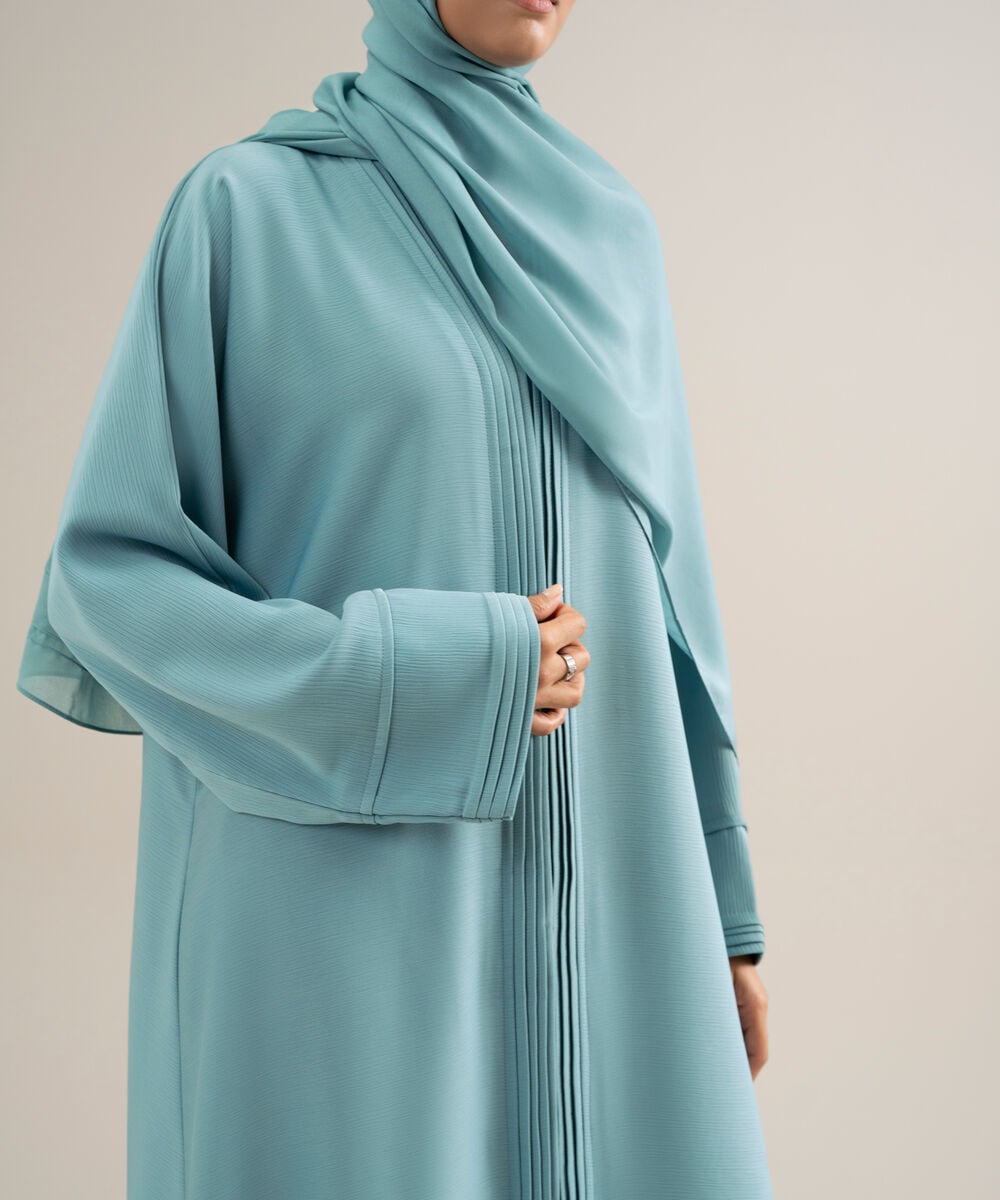 Women's Polyster Blue Kimono Abbaya Set