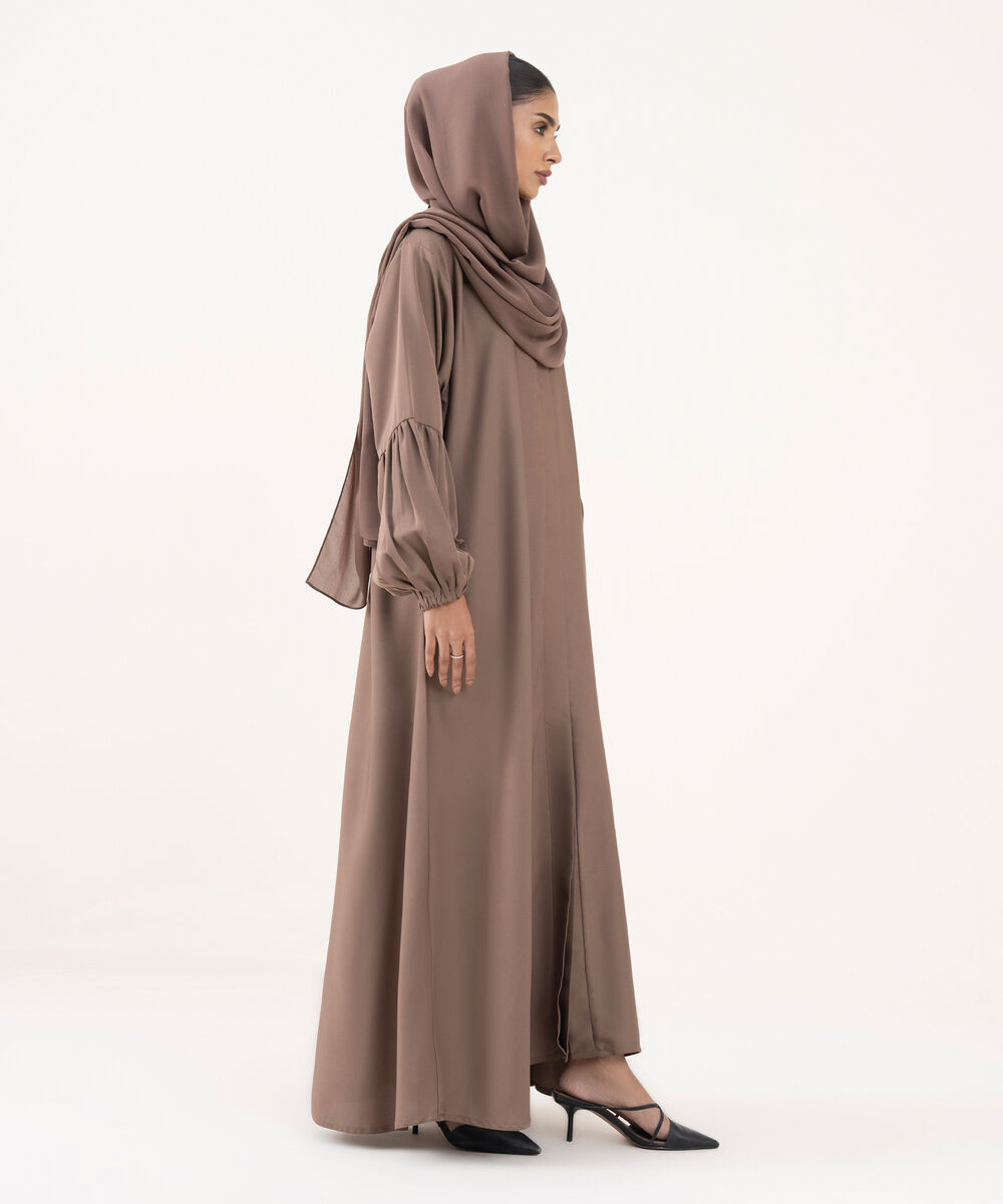 Women's Brown Polyester Abaya Set