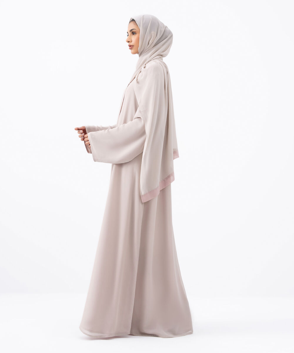 Women's Pink Polyester Abaya Set