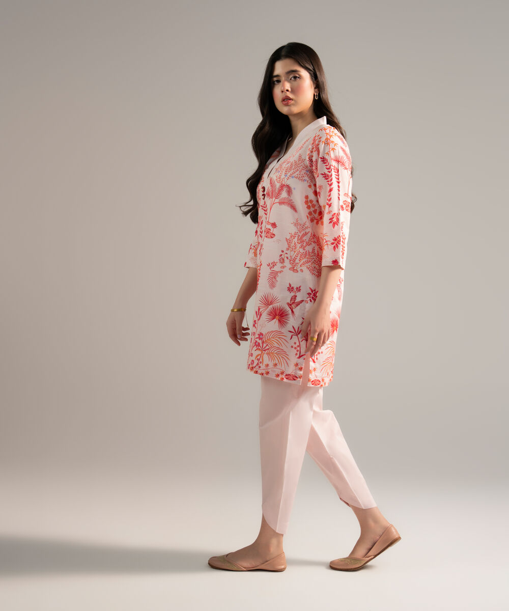 Women's RTW Lawn Printed Pink 2 Piece Suit