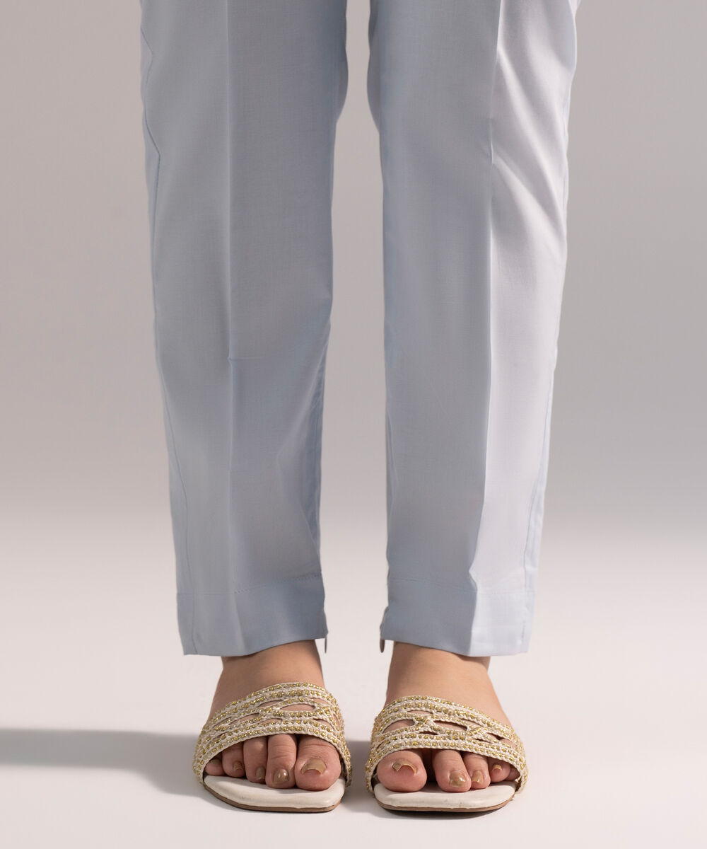 Women's RTW Cambric Solid Ice Blue Skinny Shalwar