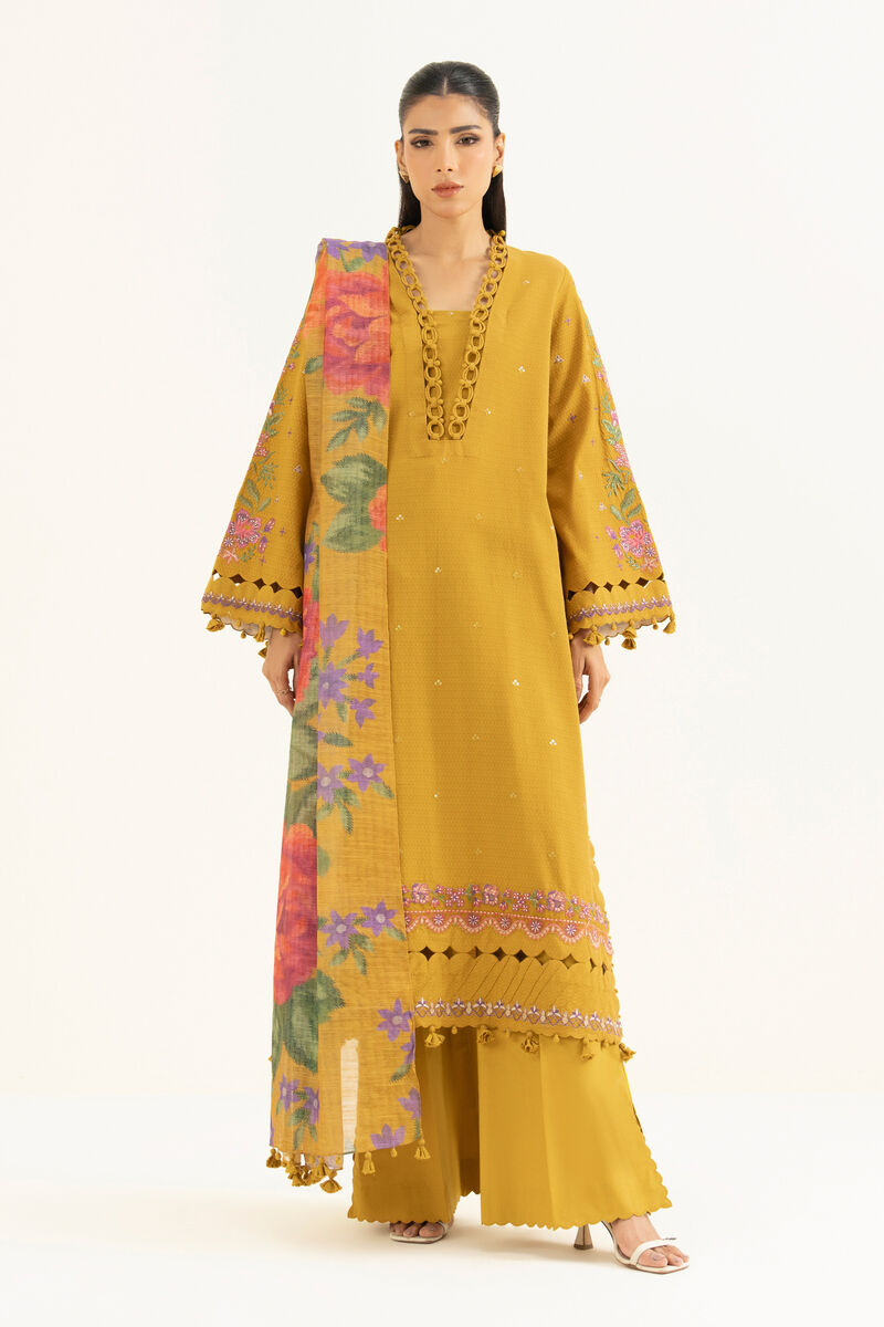 3 Piece - Embroidered Dobby Suit