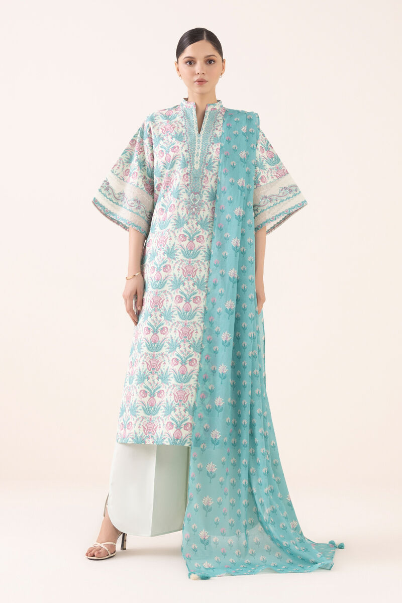 3 Piece - Embroidered Cotton Suit