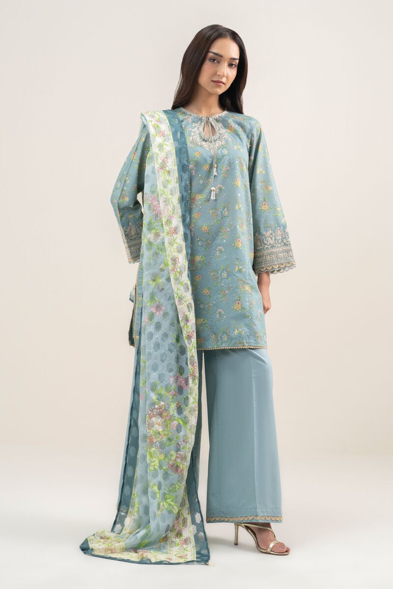 3 Piece - Embroidered Zari Lawn Suit