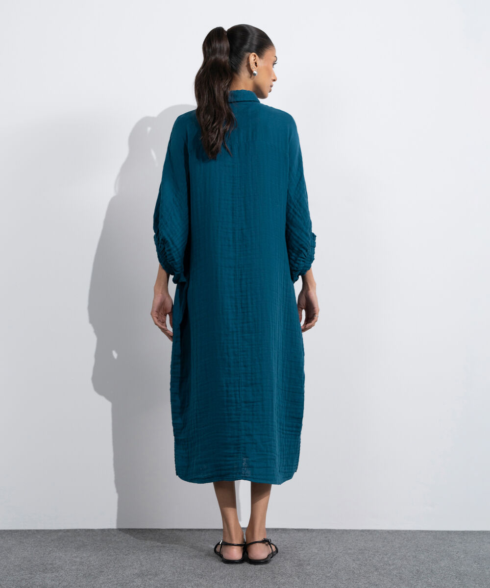 Women's Western Multi Batwing Sleeve Cotton Muslin Dress