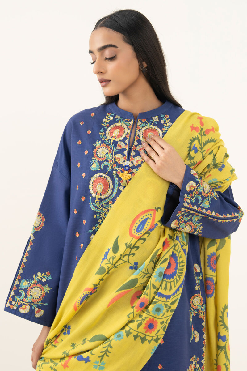 3 Piece - Embroidered Khaddar Suit