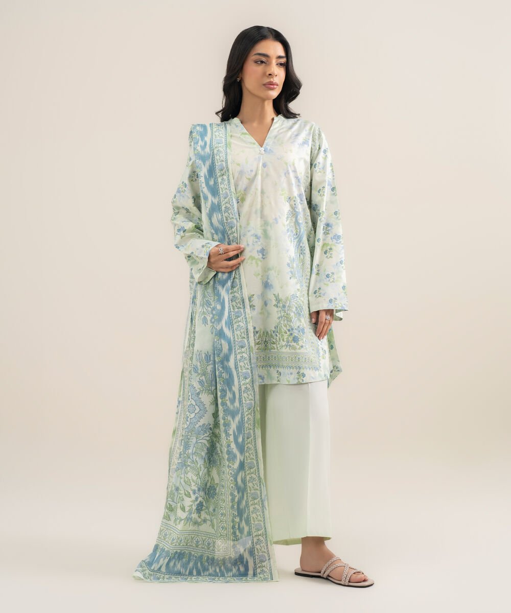 Lawn Printed Blue Dupatta