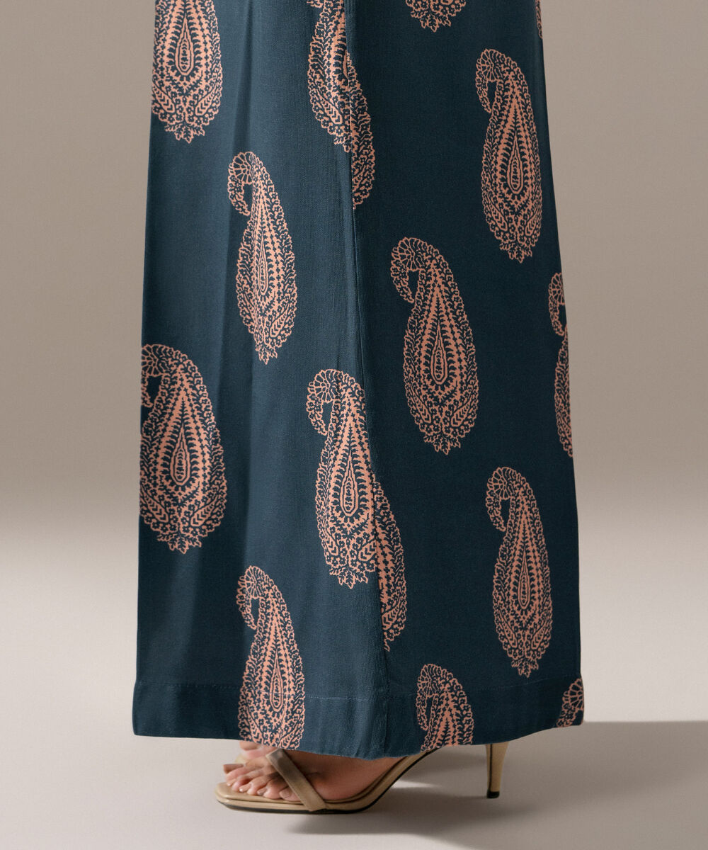 Women's RTW Bedford Printed Blue Flared Pants