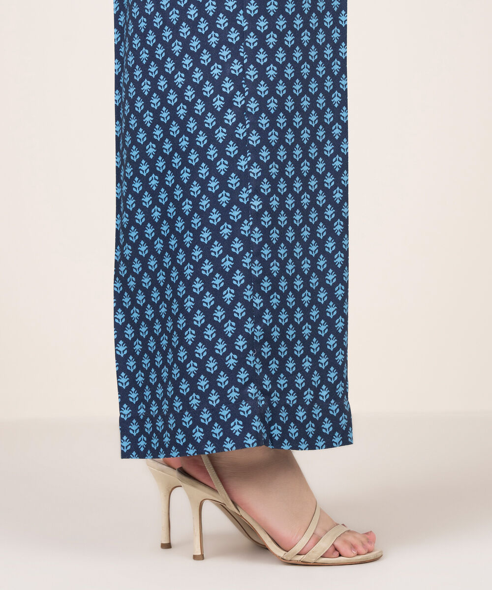 Women's RTW Dobby Printed Blue Culottes