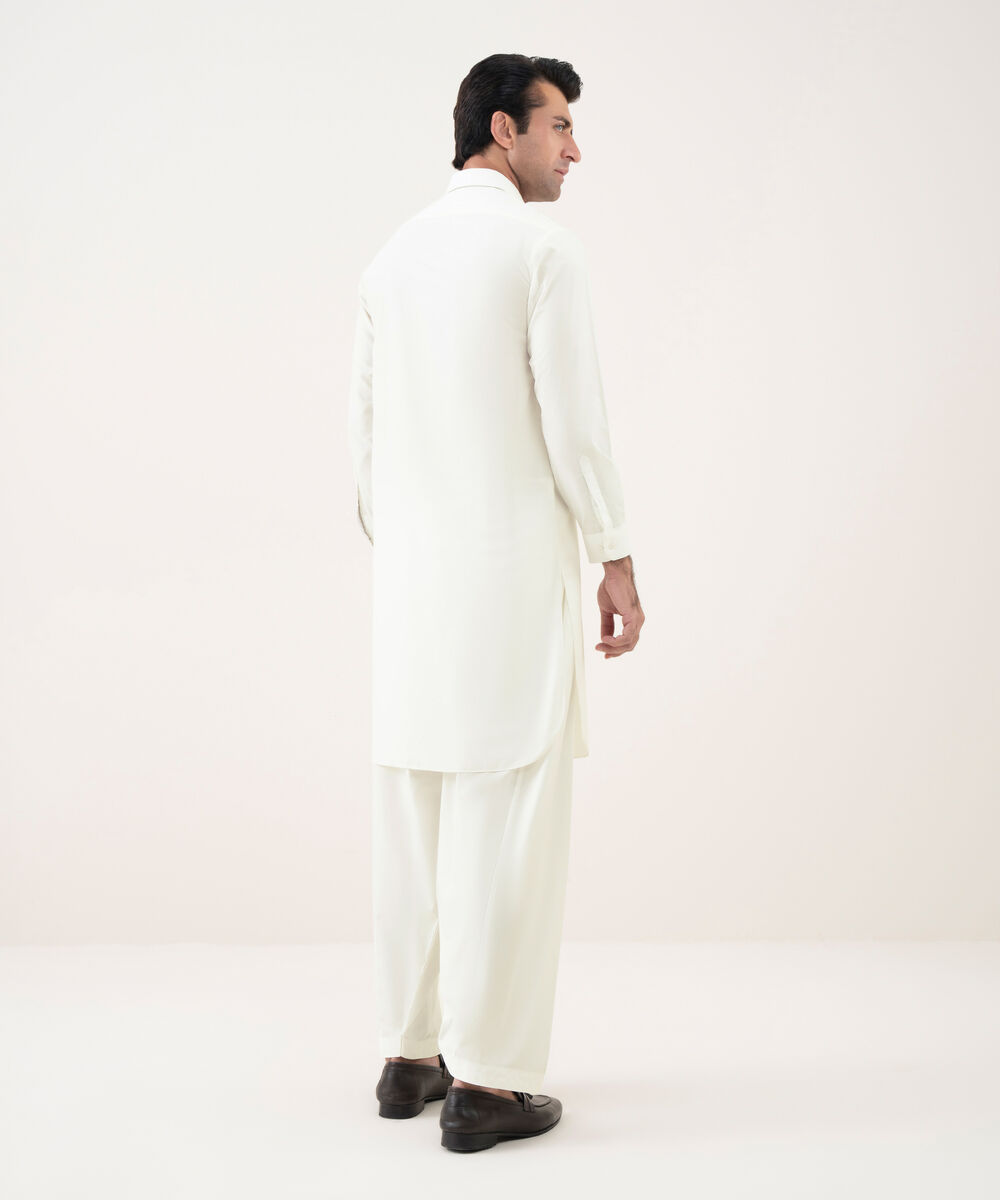 Men's Viscose Plain White Kameez Shalwar