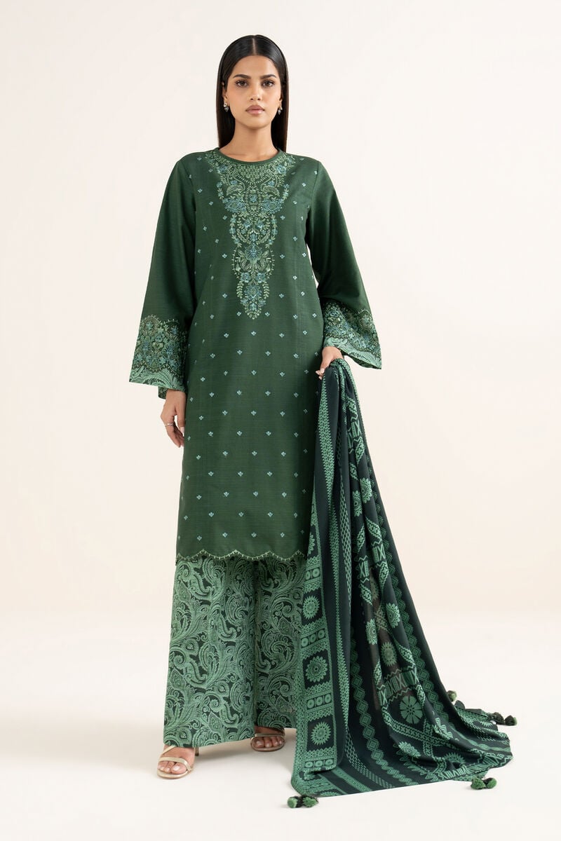3 Piece - Embroidered Light Khaddar Suit