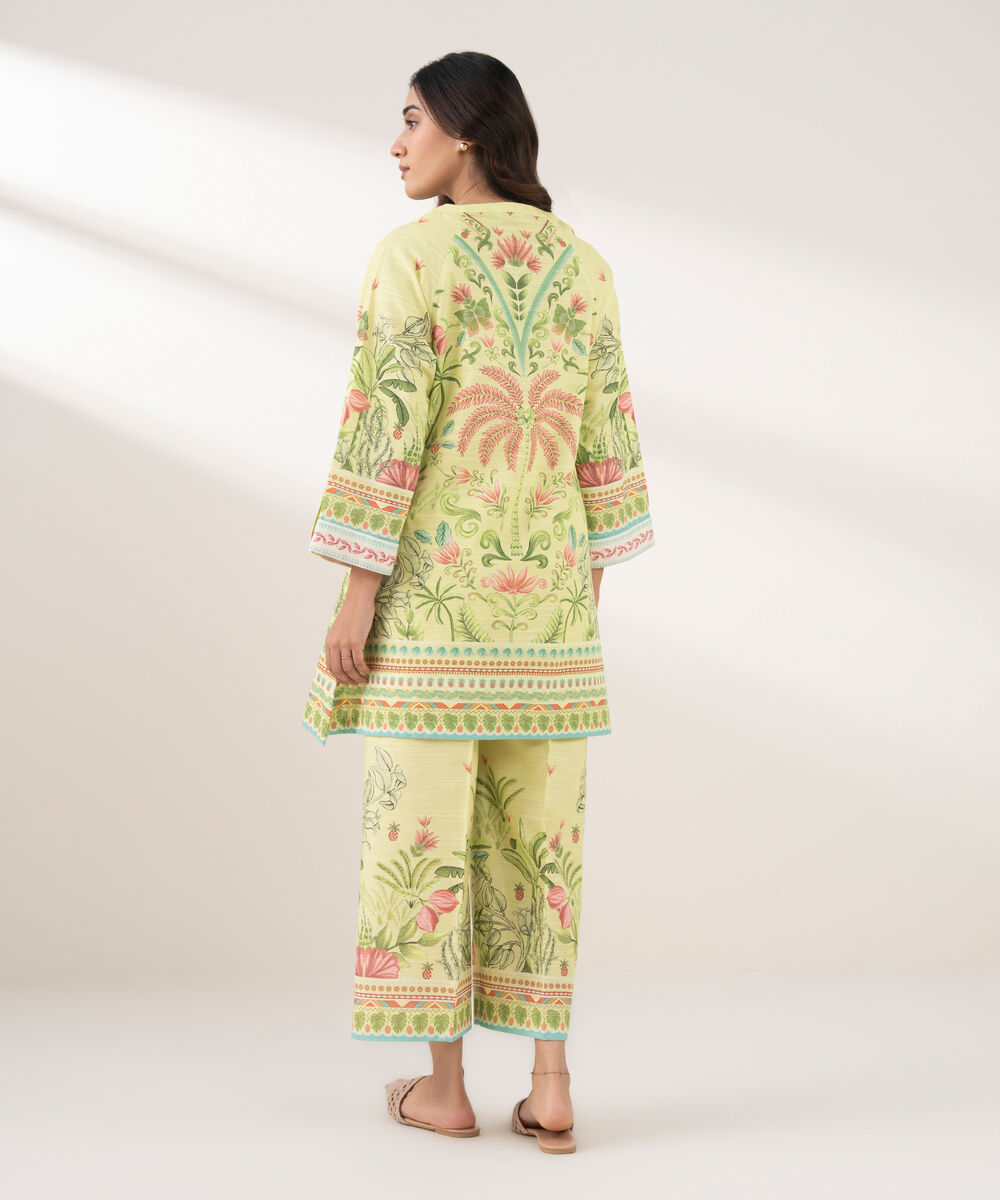 Women's RTW Khaddar Printed Straight Mint Green Shirt