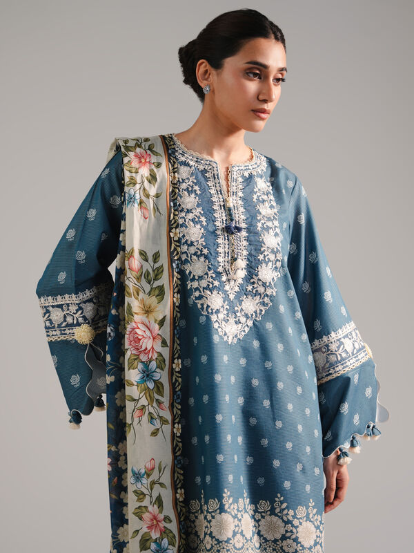 3 Piece - Embroidered Zari Lawn Suit