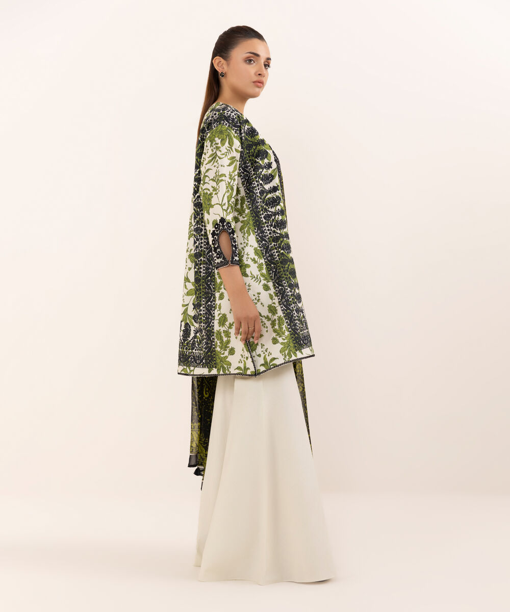 Women's Unstitched Cotton Embroidered Multi Three Piece Suit