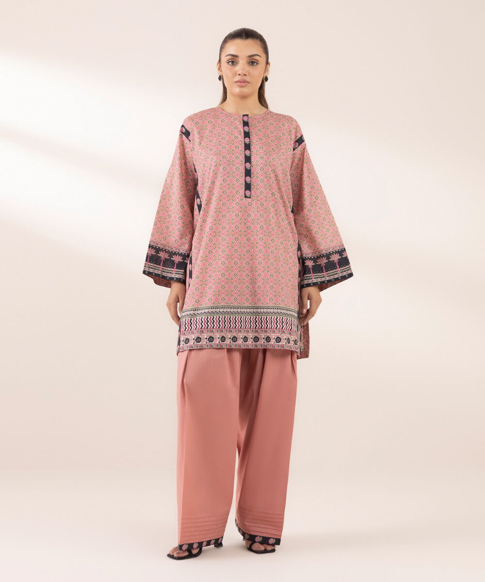 Women's RTW Lawn Pink Printed Boxy Shirt