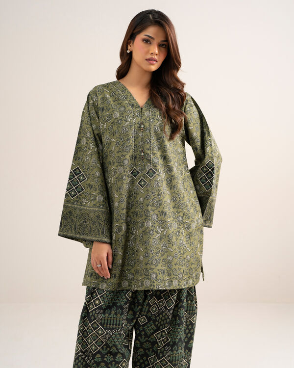 2 Piece - Printed Cotton Suit