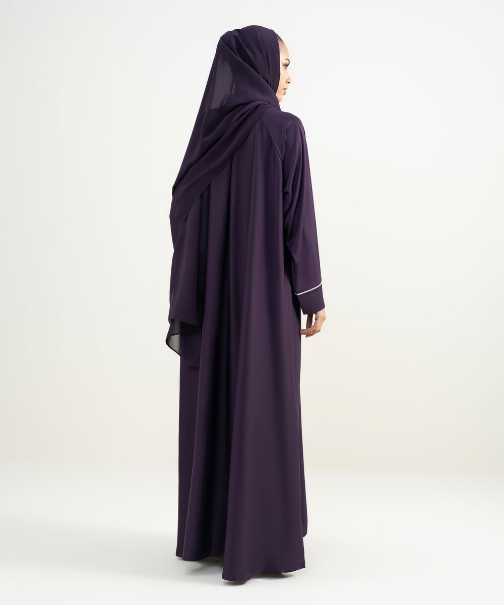 Women's Burgendy Colour Block Abaya Set
