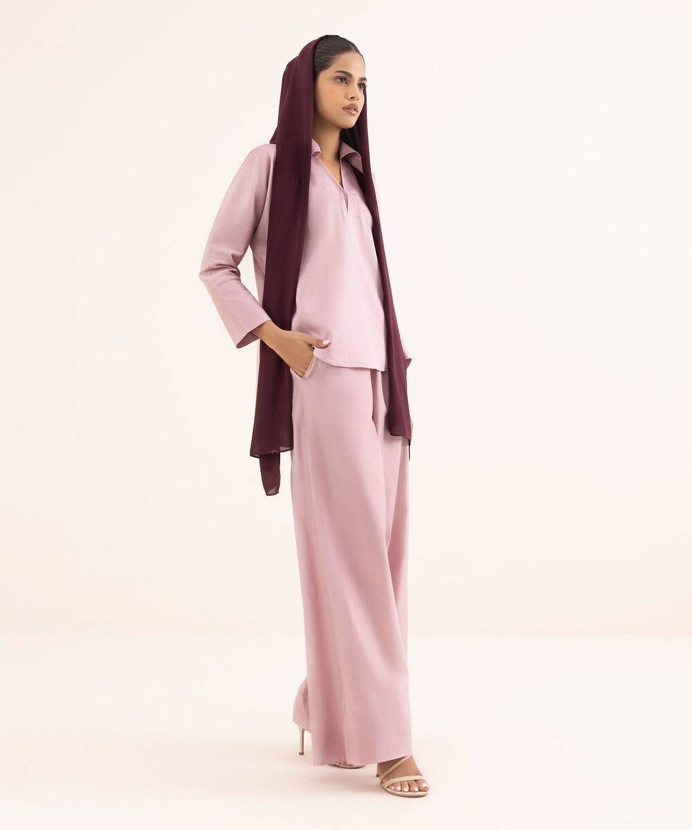 Women's Pink Viscose Modest Trousers