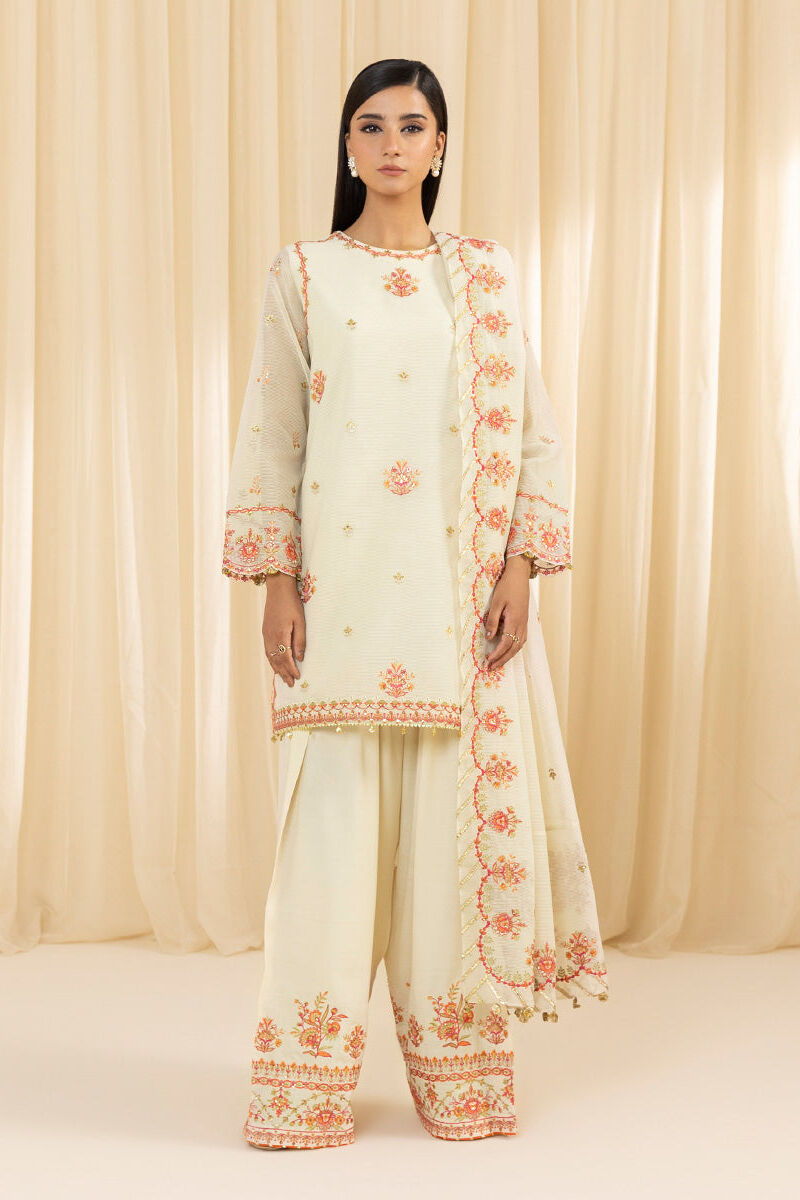 3 Piece -  Embroidered Karandi Suit