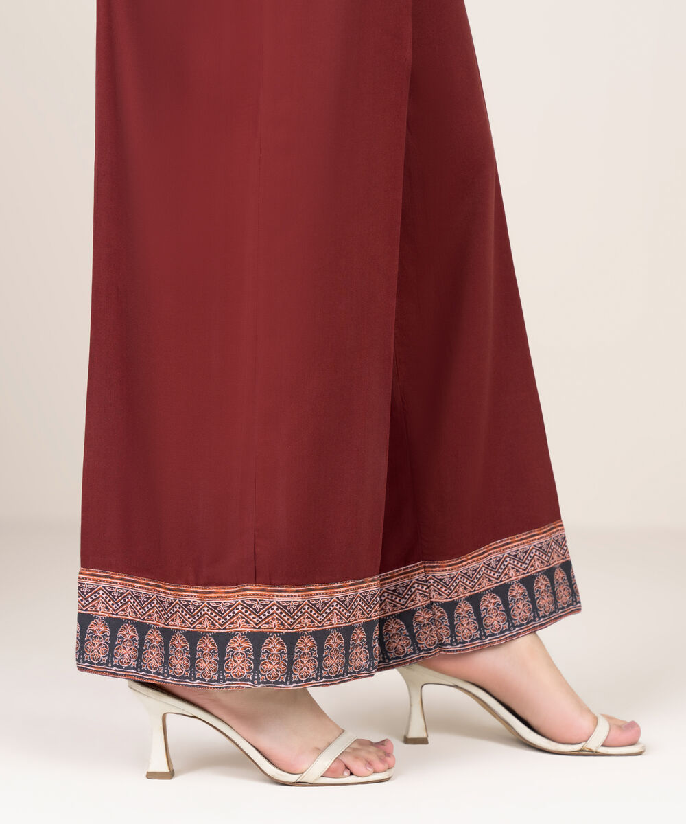 Women's RTW Khaddar Solid Maroon Culottes