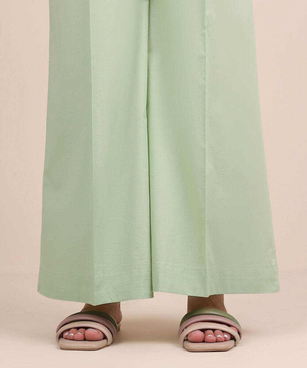 Unstitched Women's Green Cotton Trousers