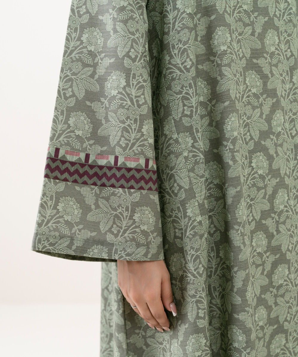 Women's Unstitched Khaddar Printed Grey 3 Piece Suit