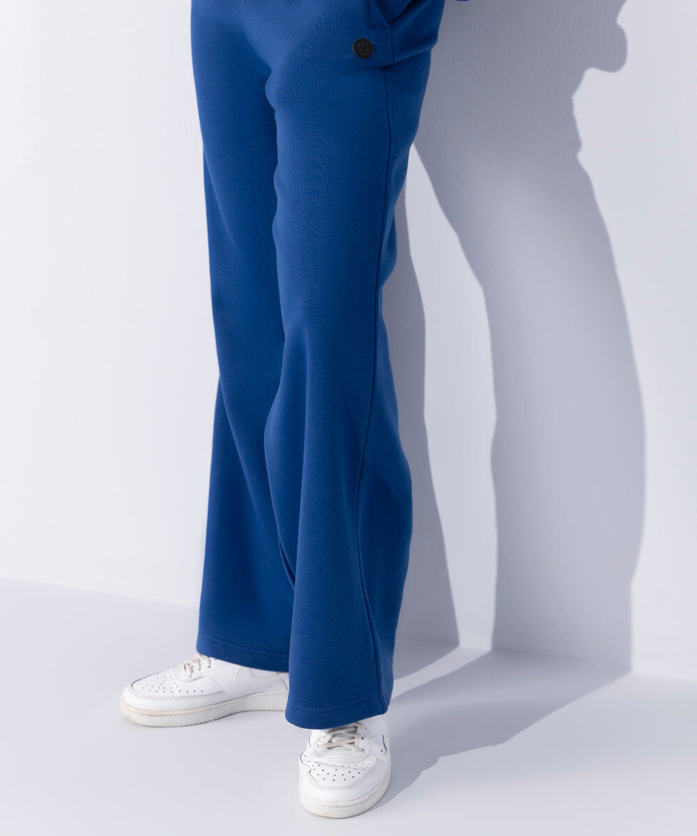 Woman - Blue Fleece Wide Leg Jogging Trousers