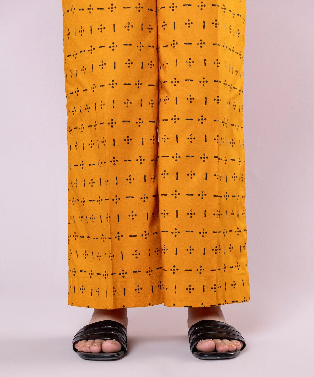 Women's Pret Cotton Viscose Printed Orange Culottes