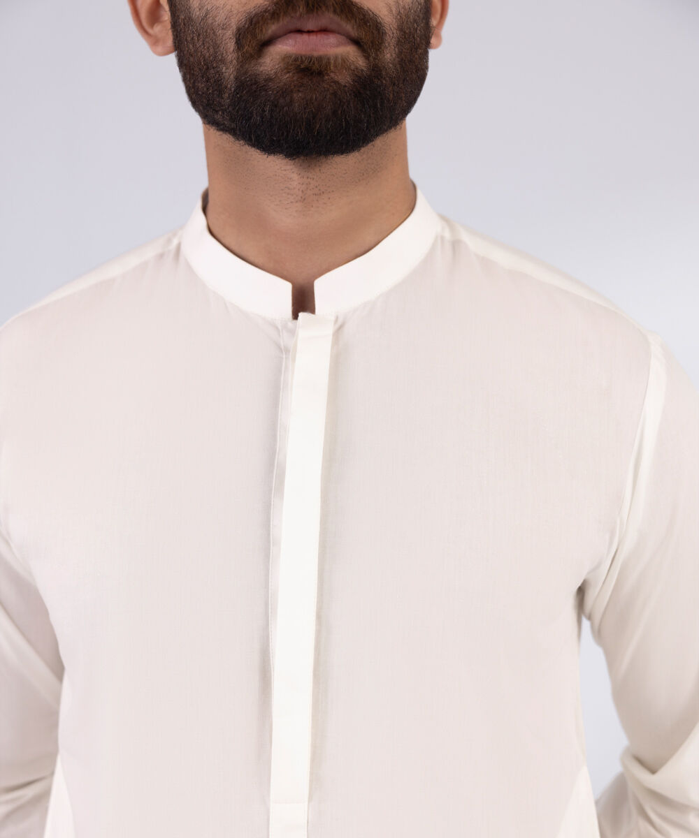 Men's 100% Cotton Stitched Plain White Stitched Suit