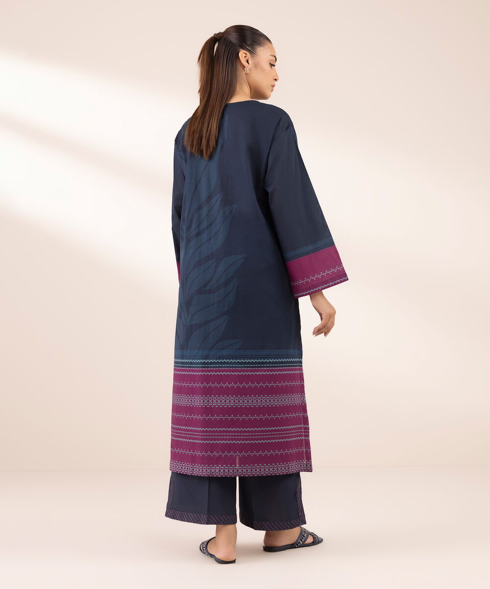 Women's RTW Lawn Blue Printed Boxy Shirt