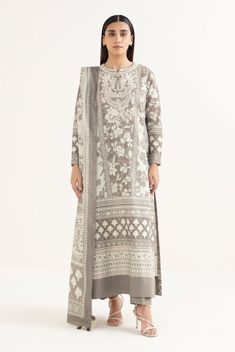 3 Piece - Embroidered Khaddar  Suit
