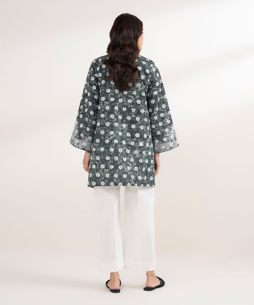 Women's RTW Khaddar Embroidered Green Shirt