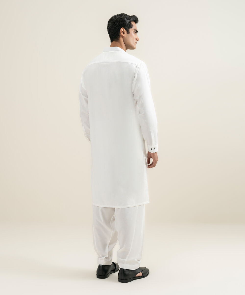 Men's Stitched Off White Kameez Shalwar