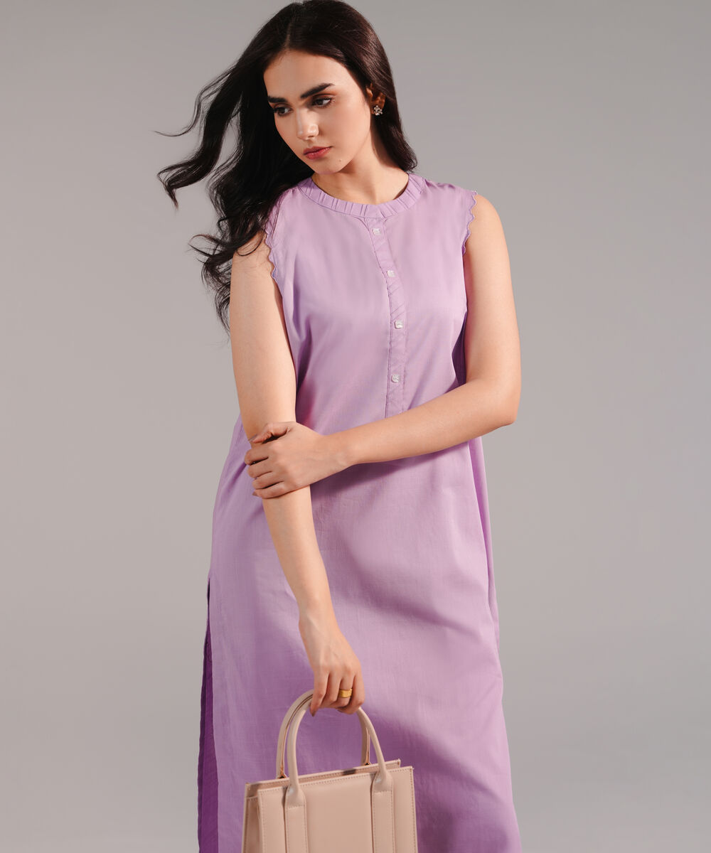 Women's RTW Crosshatch Solid Lilac Straight Shirt