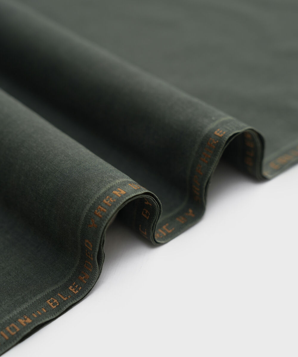 Men's Unstitched Olive Yarn dyed Wash & Wear Suit