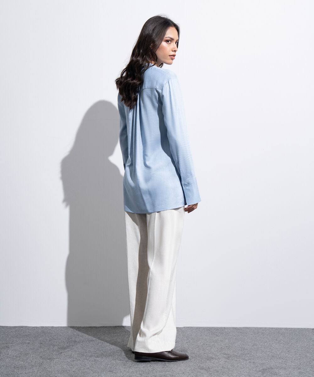 Women's Western light Blue Regular-Fit Button Through  Shirt