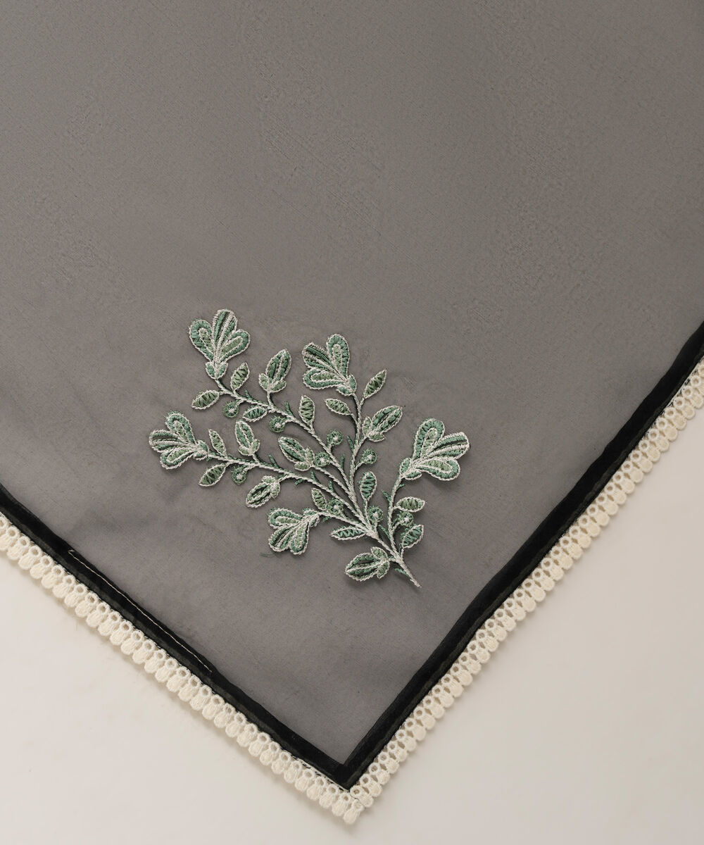 Women's RTW Blended Organza Embroidered Black Dupatta
