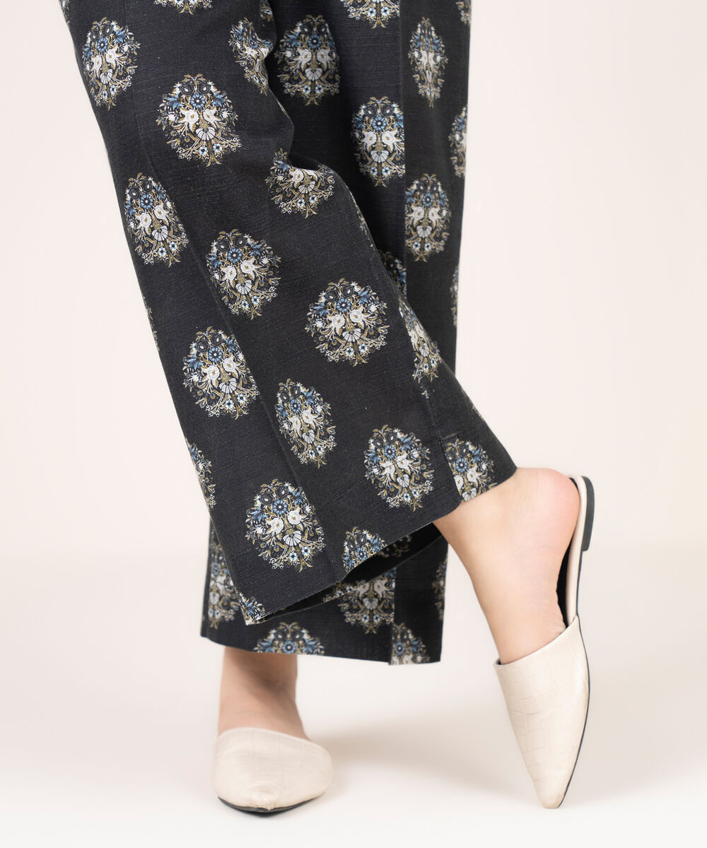 Women's RTW Khaddar Printed Black Culottes