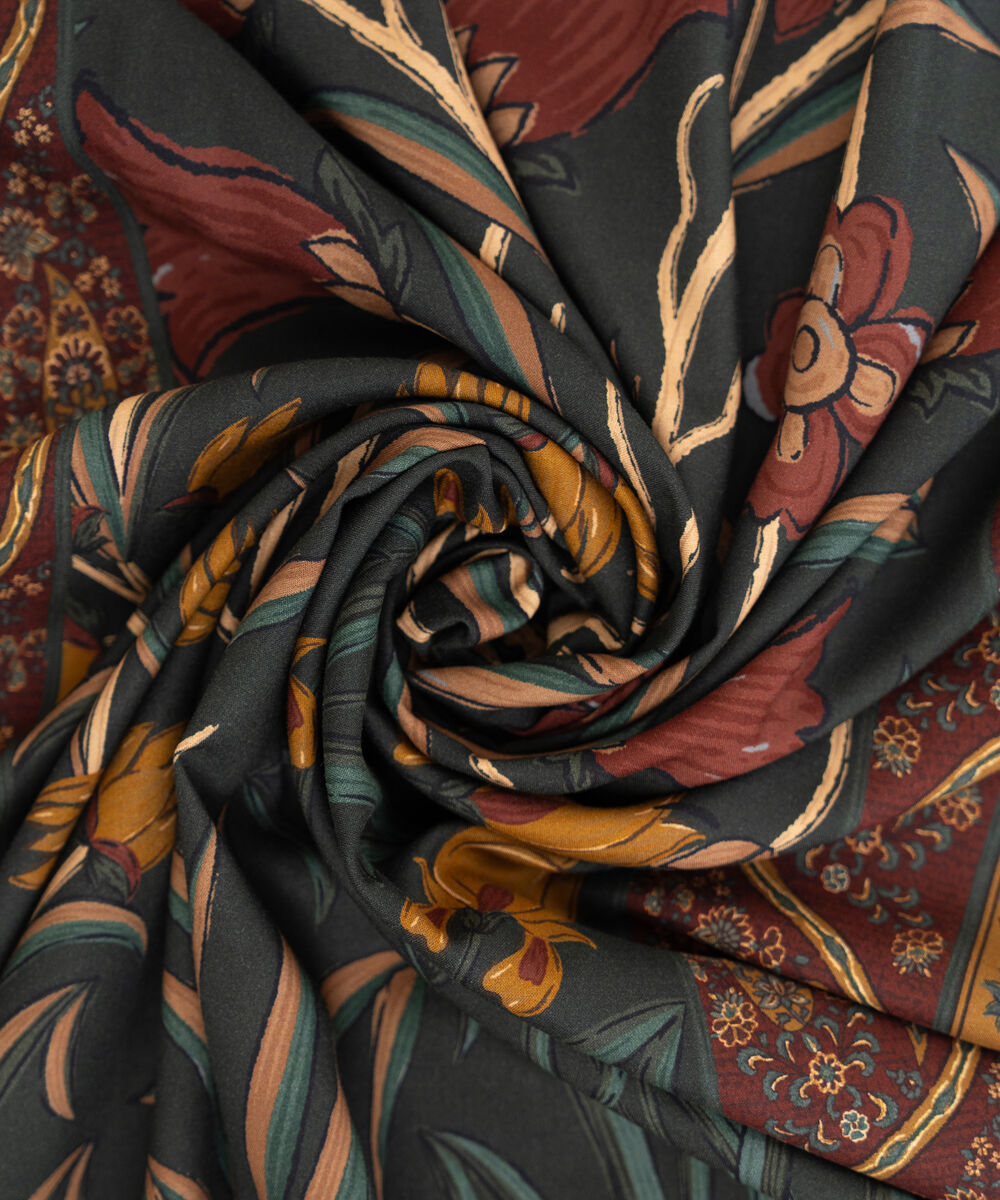 Viscose Linen Printed Black Dupatta